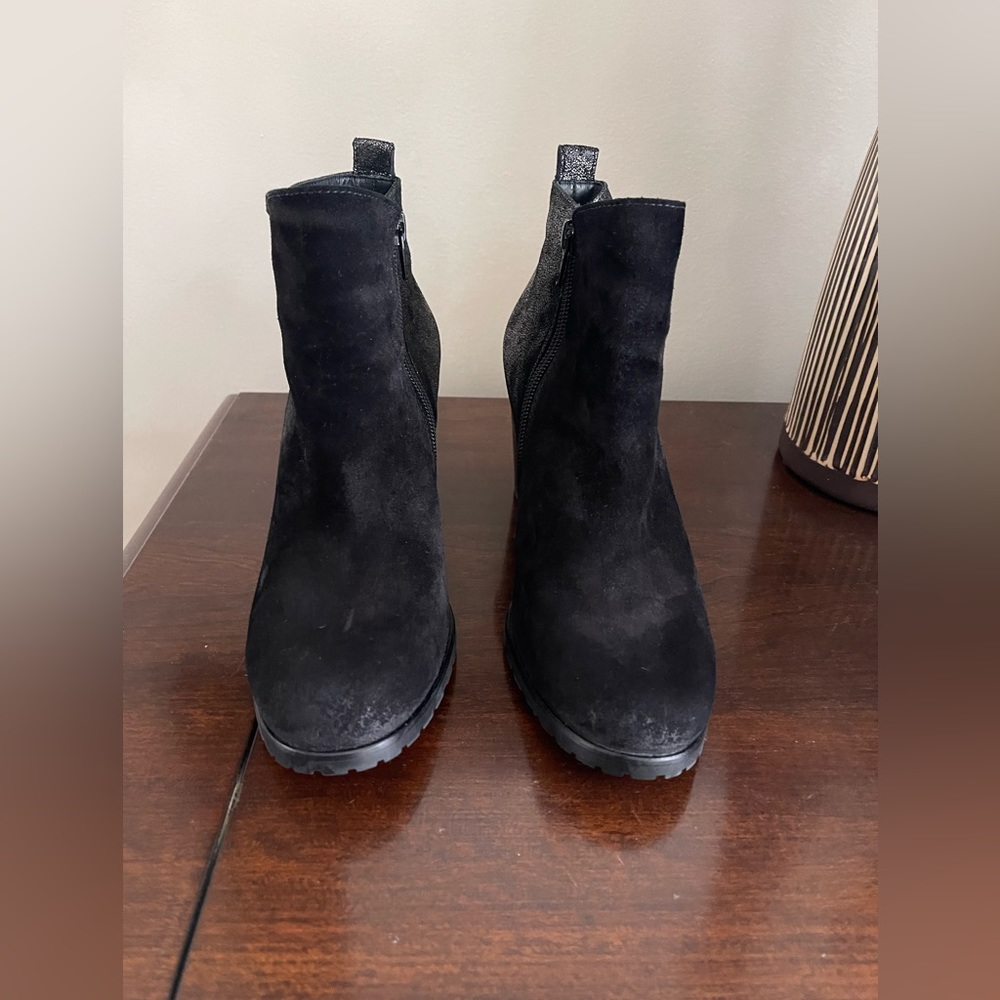 Paul Green Rockin Leather Suede Metallic Distressed Ankle Boots